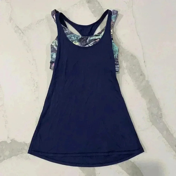 Lululemon All Sport Support Tank Navy Iridescent Multi Workout Bra Top Women's 2 - Picture 1 of 6